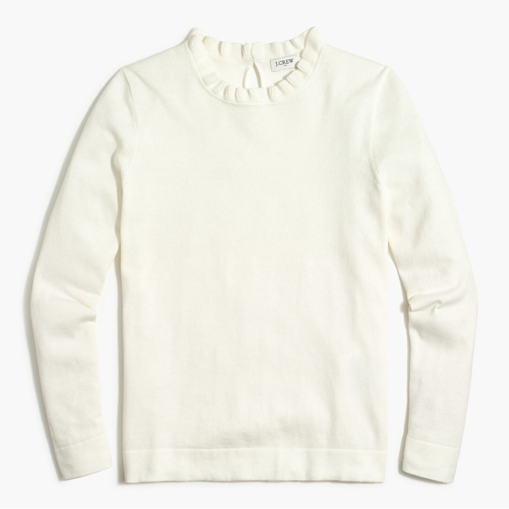 NWT J. Crew ruffle neckline sweaterPullover Long Sleeves in Winter  Sz M #143
